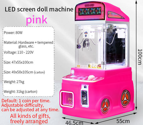 Máy gắp thú mini tùy chỉnh màu hồng với nhiều màu sắc khác nhau, trò chơi arcade bằng xu