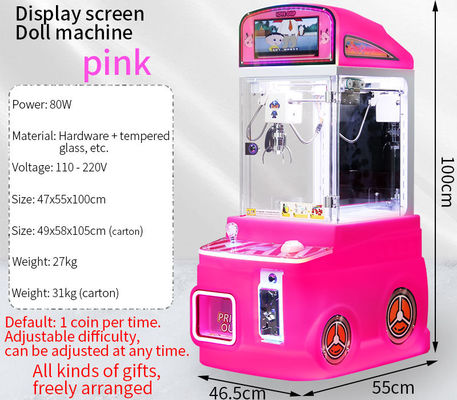 Máy Gắp Thú Mini Arcade Màu Hồng Có Màn Hình Hiển Thị Đồ Chơi Bán Hàng Bằng Xu