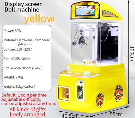 Máy bán hàng tự động gắp thú mini màu vàng, máy chơi game arcade cho trẻ em